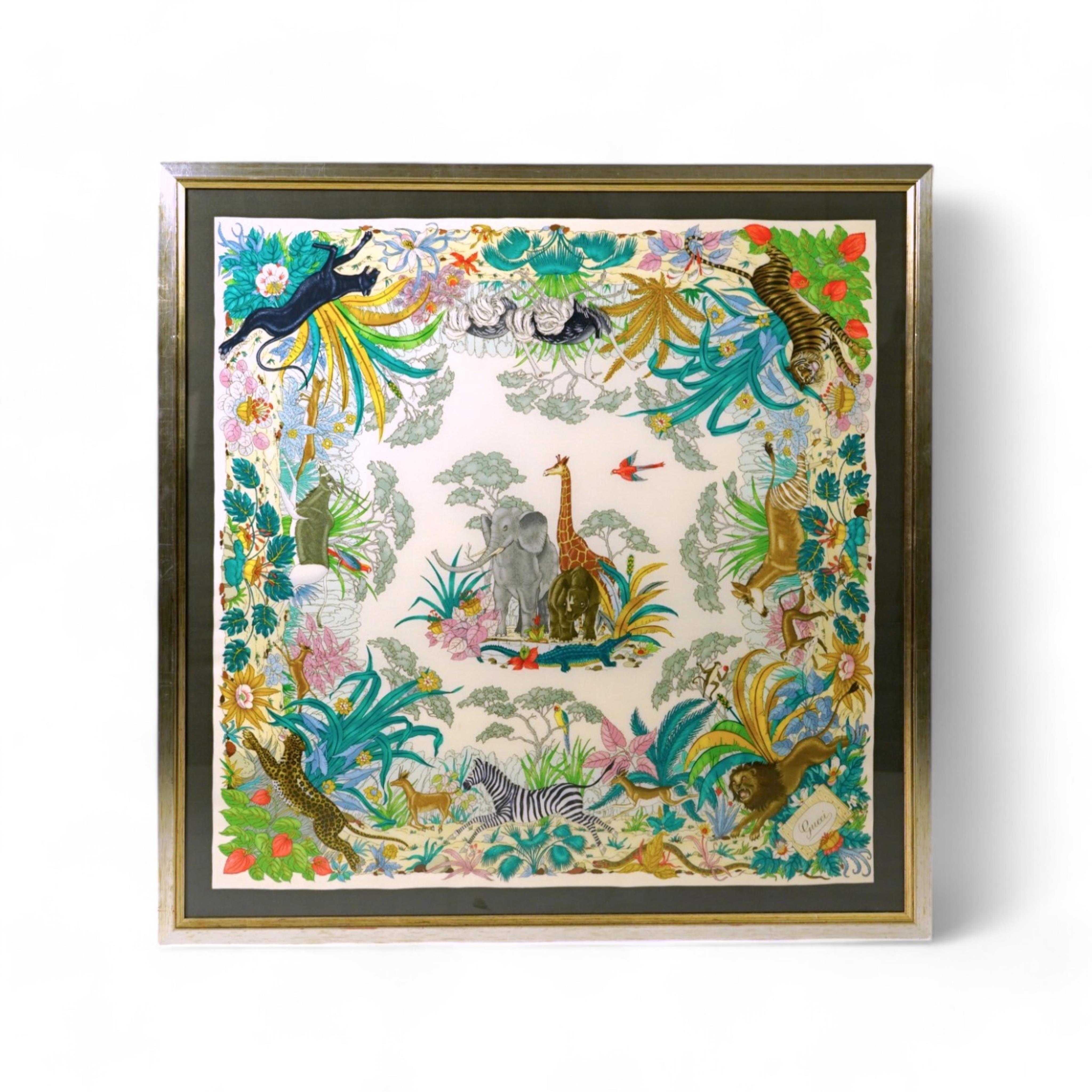 A Gucci 'Jungle' framed silk scarf